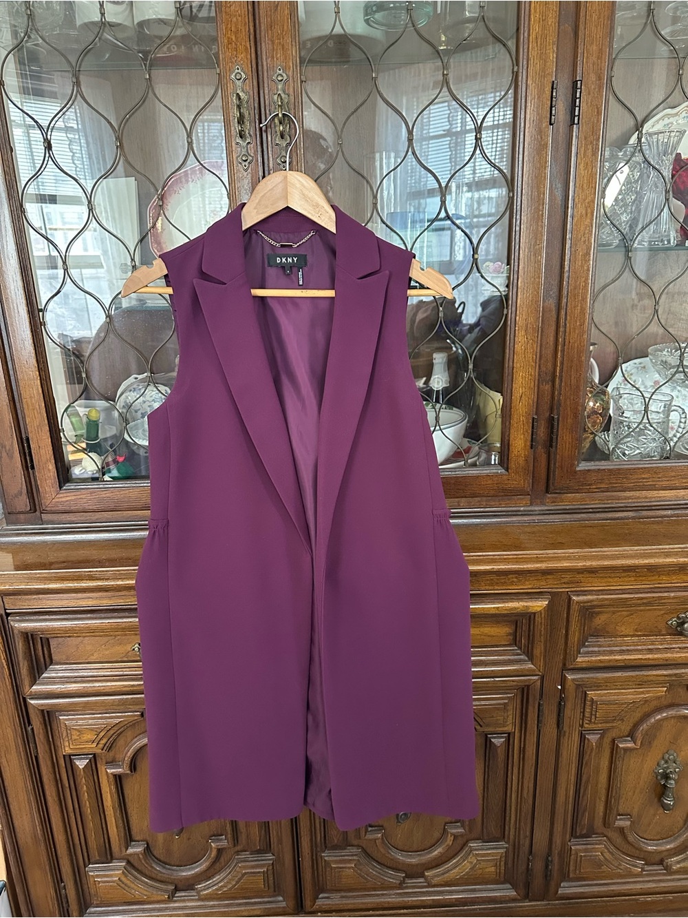 Deep Plum Tailored Sleeveless Long Vest